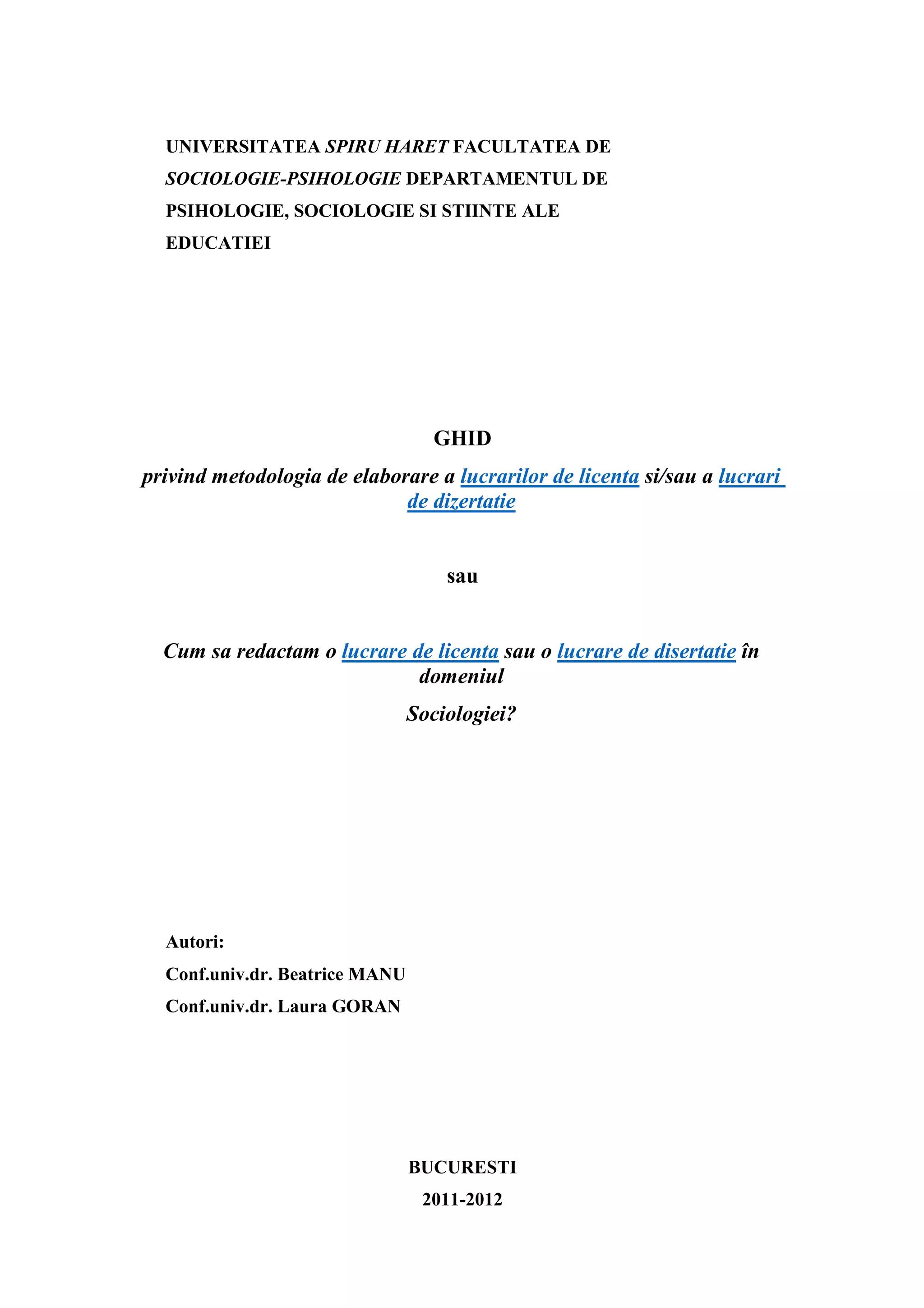 Metodologii de generare, filtrare și validare a ideilor originale pentru lucrarea de licență